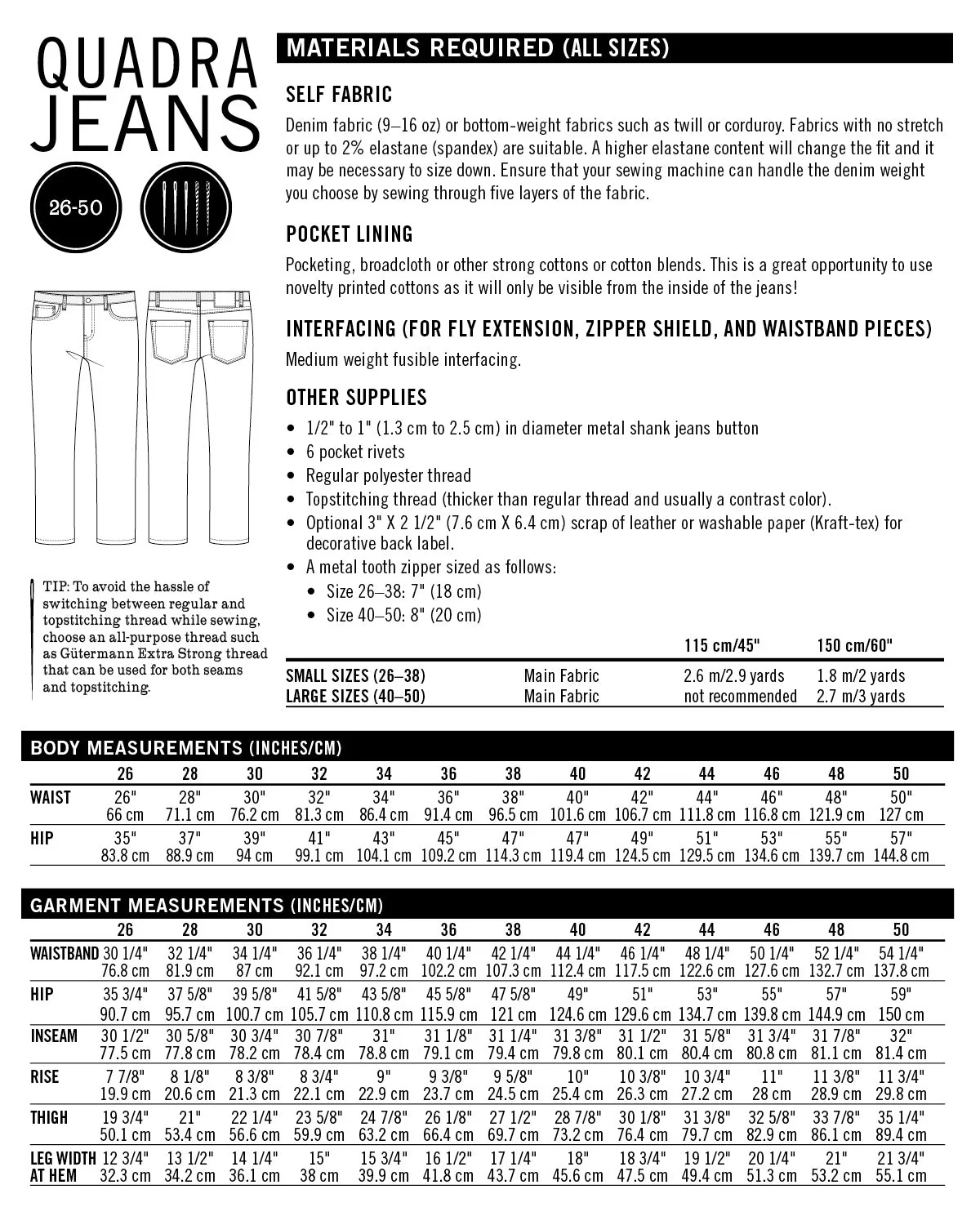 Quadra Jeans Mens PDF Sewing Pattern - Thread Theory - Image 10