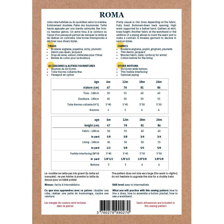 Roma Dress Sewing Pattern - Baby Girl 6M/24M - Ikatee - Image 9