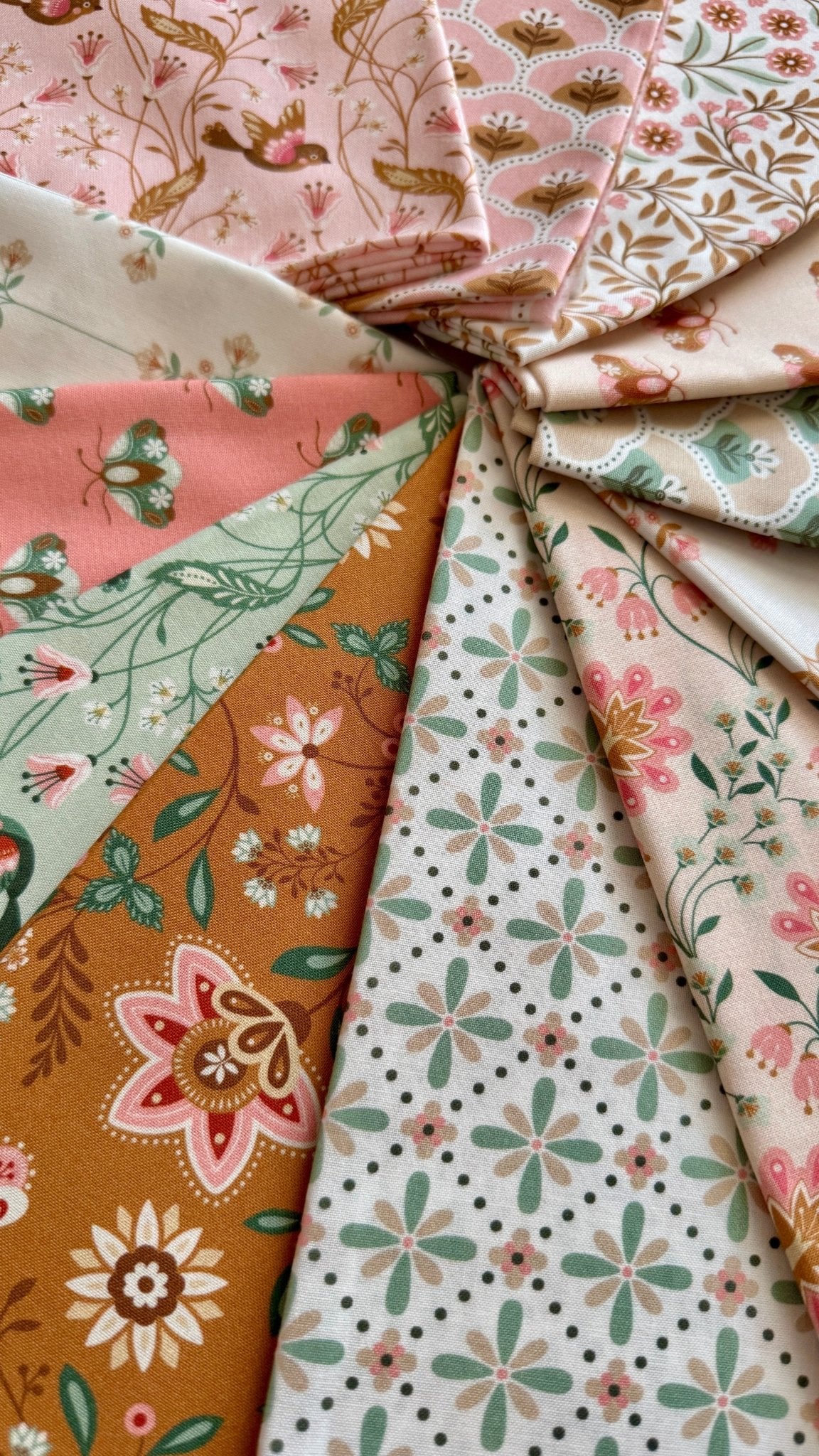 Rosie - Pink/Gold - Vintage Charm - Dots & Glory - Cloud 9 Fabrics - Poplin - Image 7