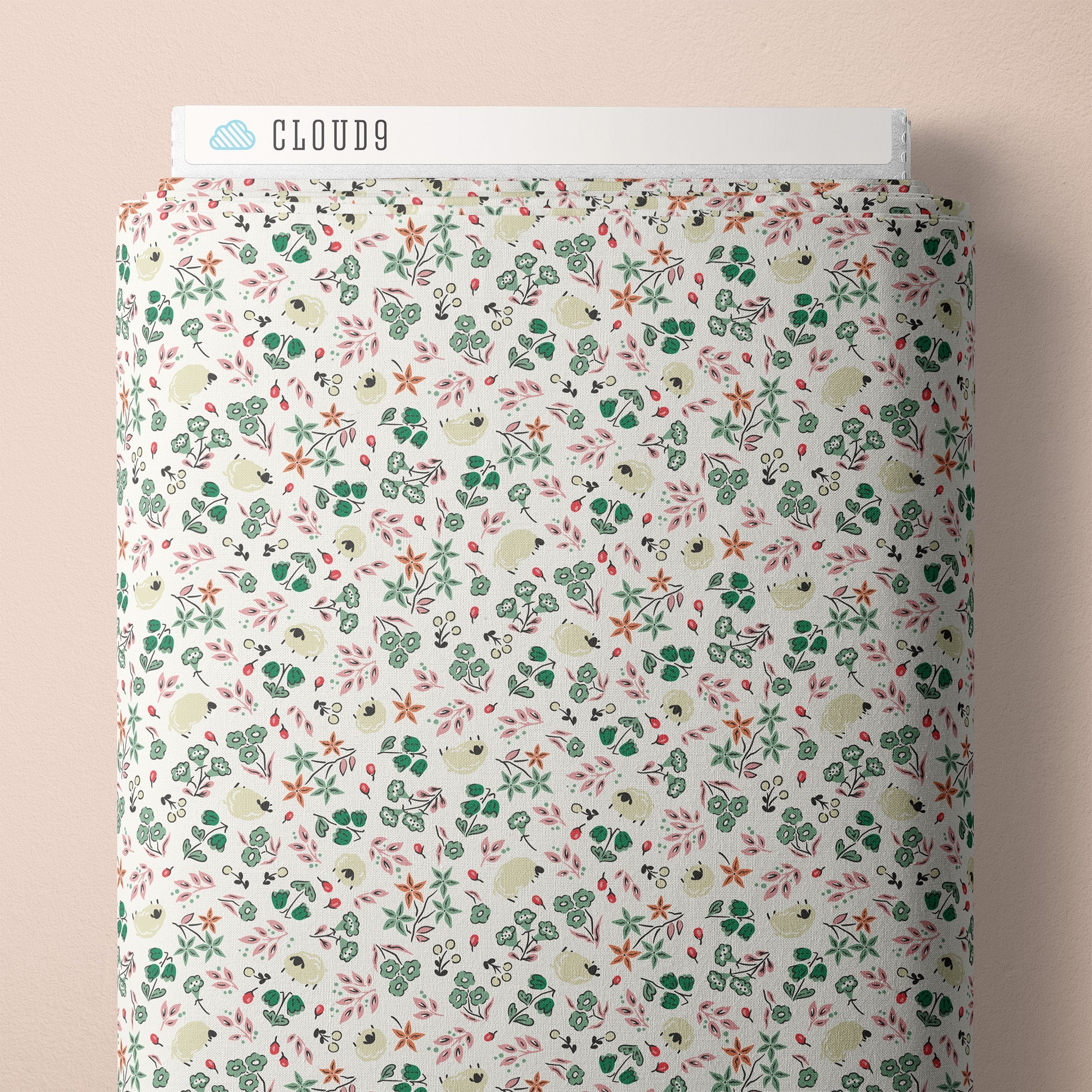Scattered Flock - Mint - Little Bo - Kimberly Morgan - Cloud 9 Fabrics - Poplin