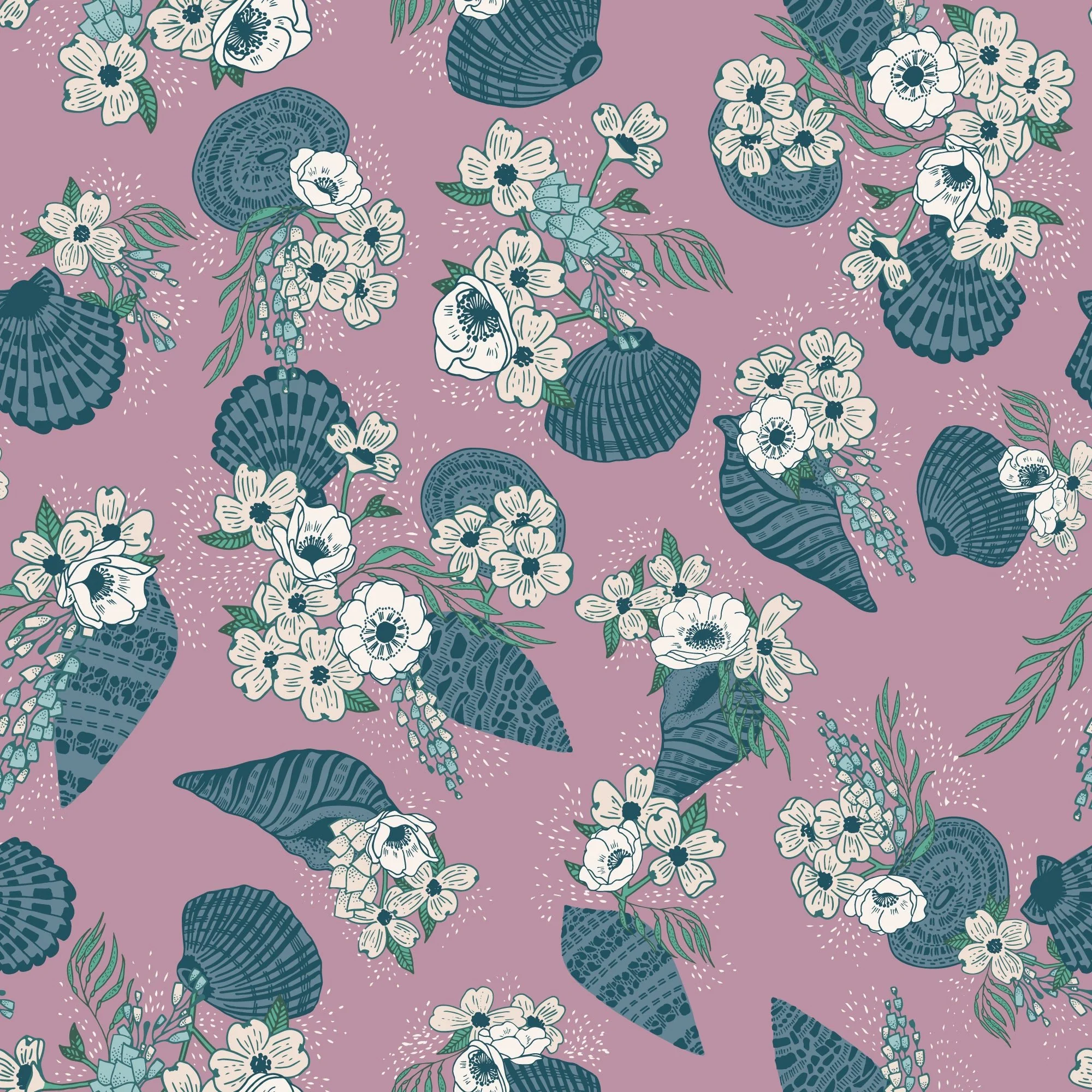 Sea Bouquet - Dusty Pink - Seashell Serenade - Jayme Murray - Cloud 9 Fabrics - Poplin - Image 3