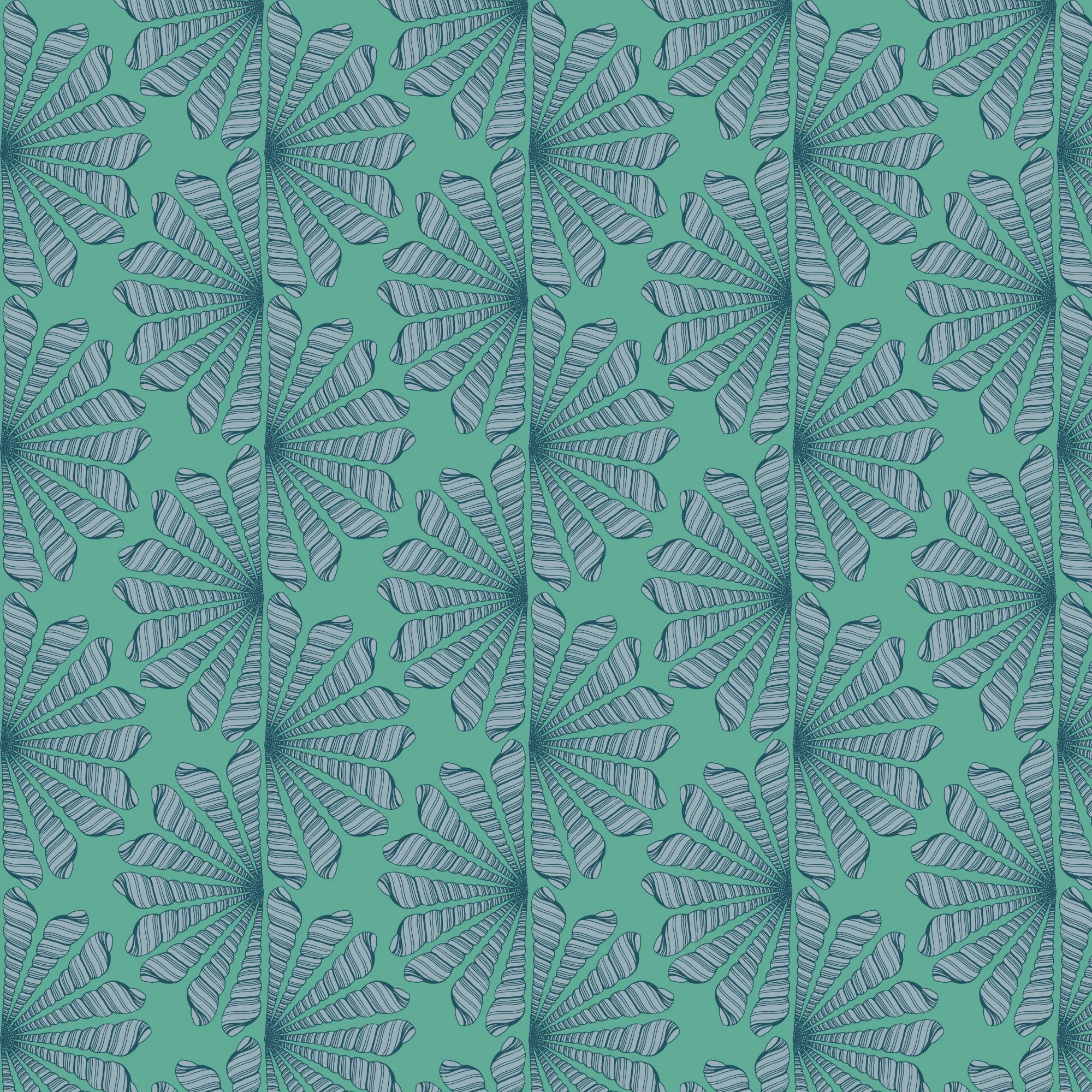 Shell Fan - Green / Blue - Seashell Serenade - Jayme Murray - Cloud 9 Fabrics - Poplin - Image 3