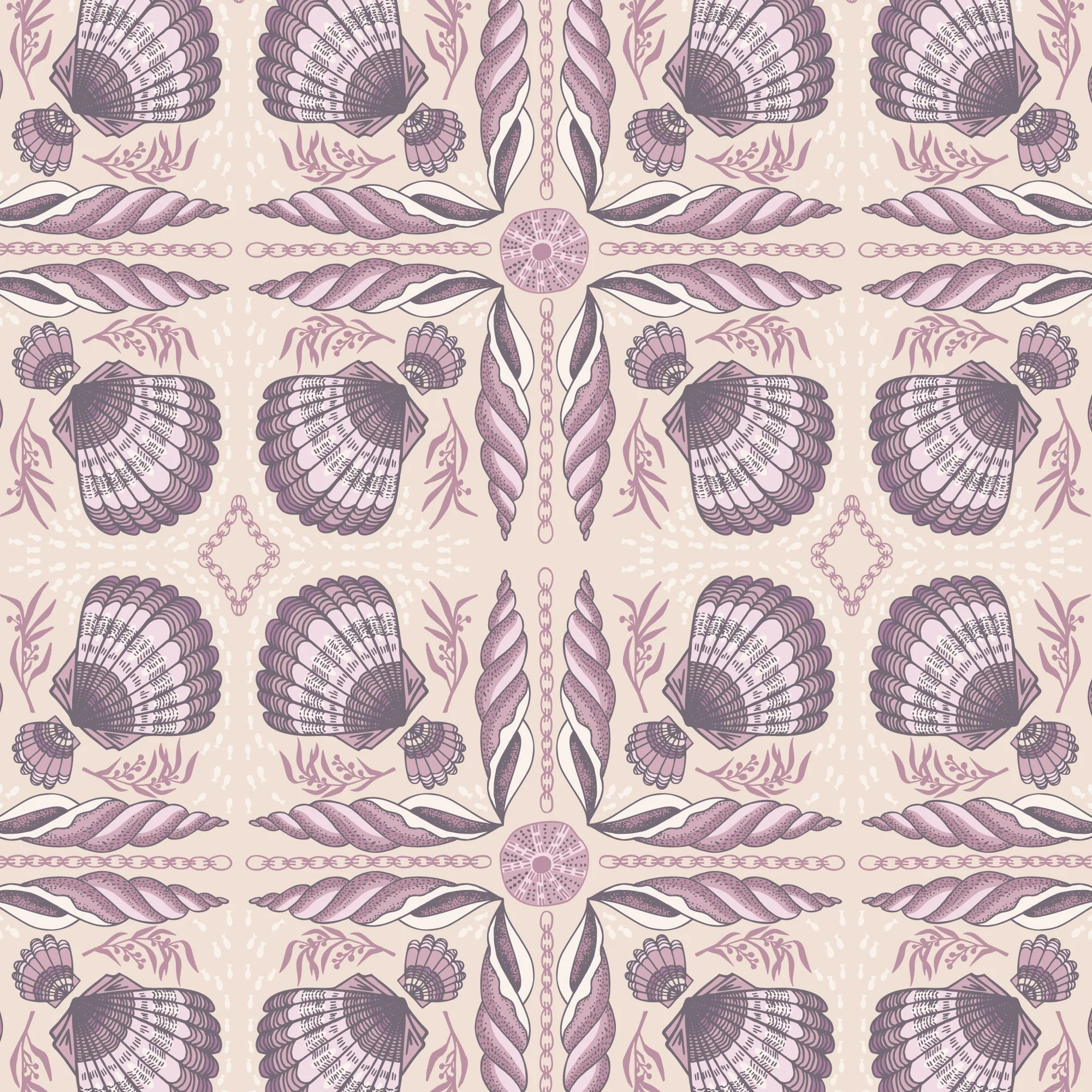Shell Tile - Beige - Seashell Serenade - Jayme Murray - Cloud 9 Fabrics - Poplin - Image 3