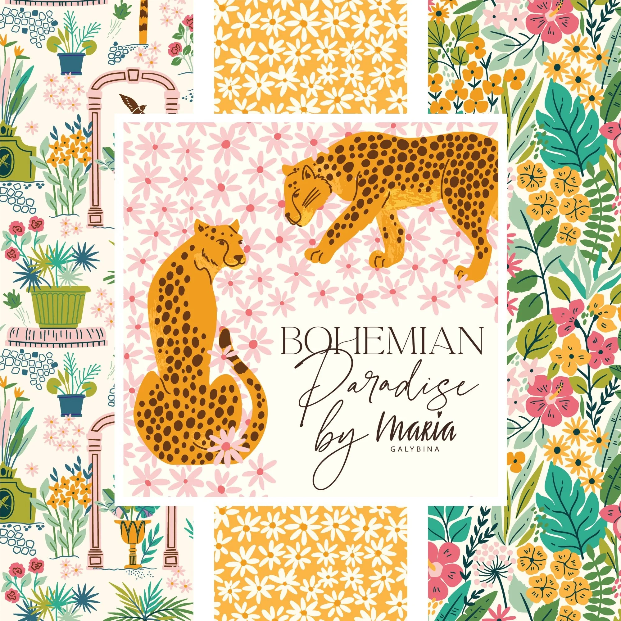 Tiny Daisies - Dark Pink - Bohemian Paradise - Maria Galybina - Cloud 9 Fabrics - Poplin - Image 2