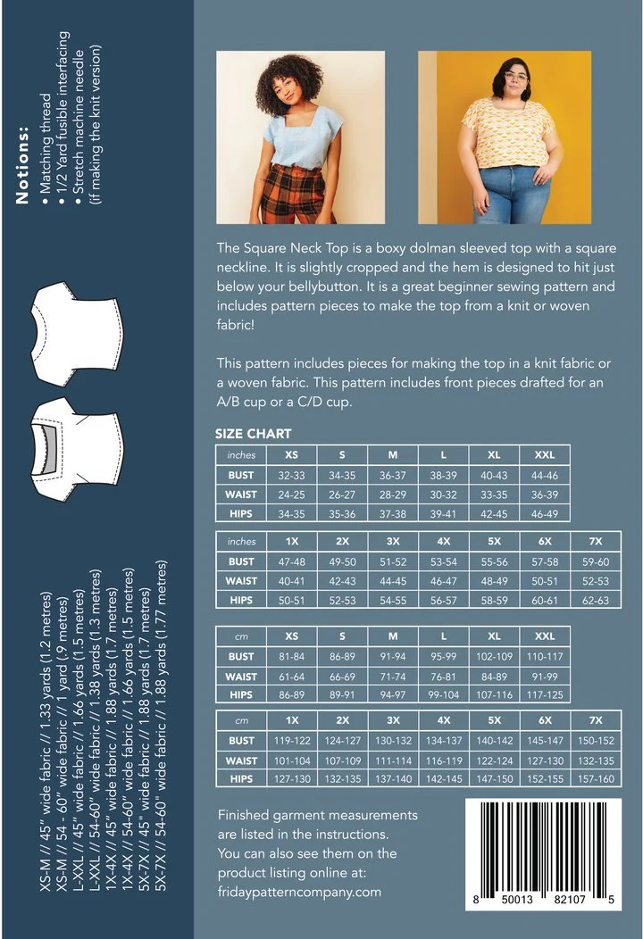 The Square Neck Top Pattern - Friday Pattern Company - Image 8
