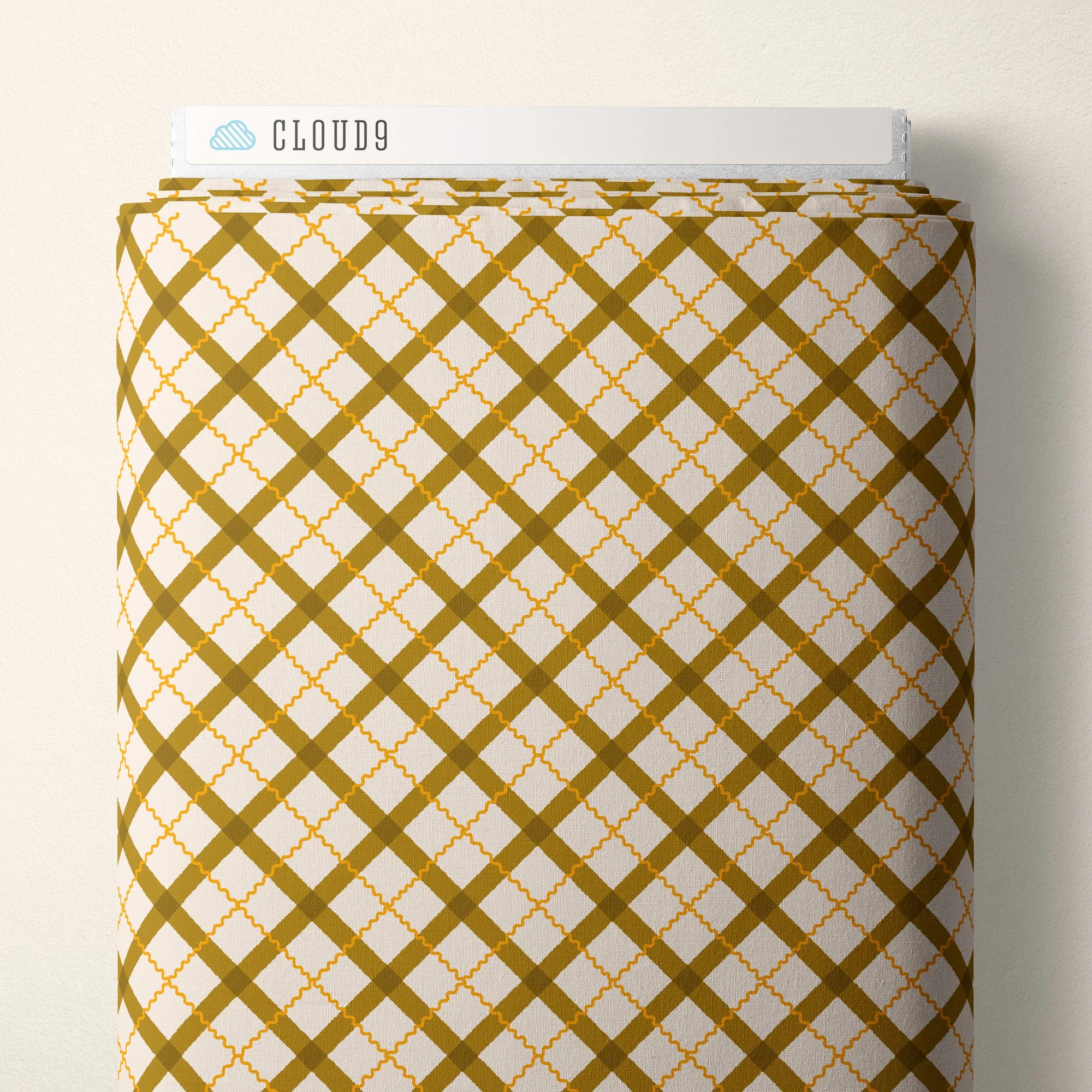 Tartan - Mustard - Retro Meadow - Sophie Rowe - Cloud 9 Fabrics - Poplin