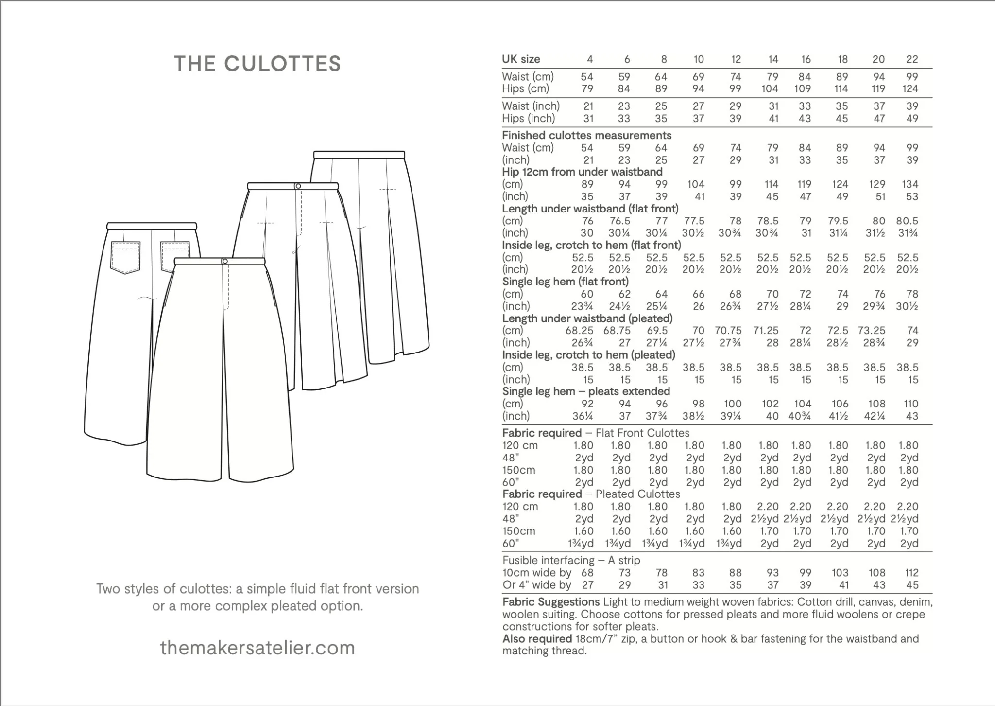 The Culottes - PDF Pattern - The Makers Atelier - Image 16