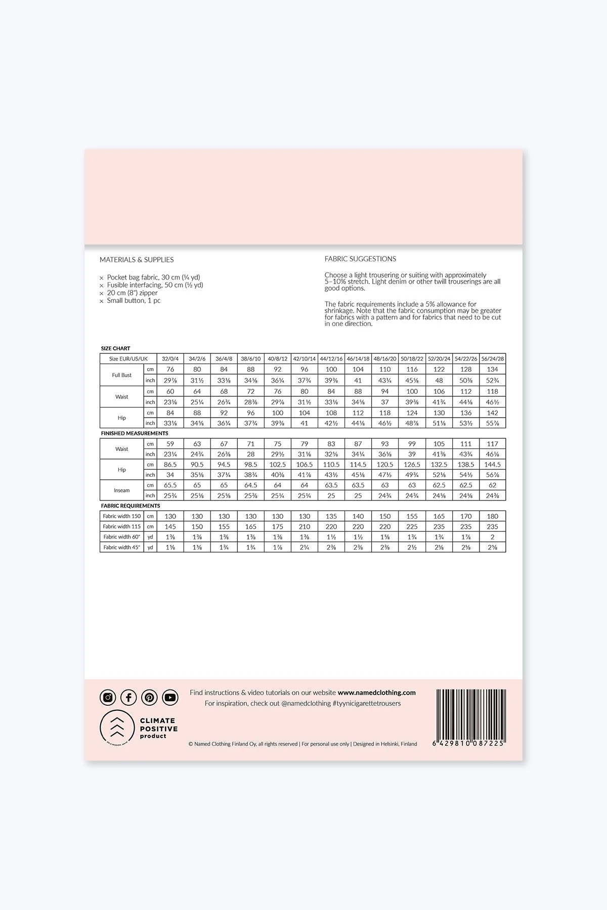 Tyyni Cigarette Trousers - PDF Pattern - Named Clothing - Image 12