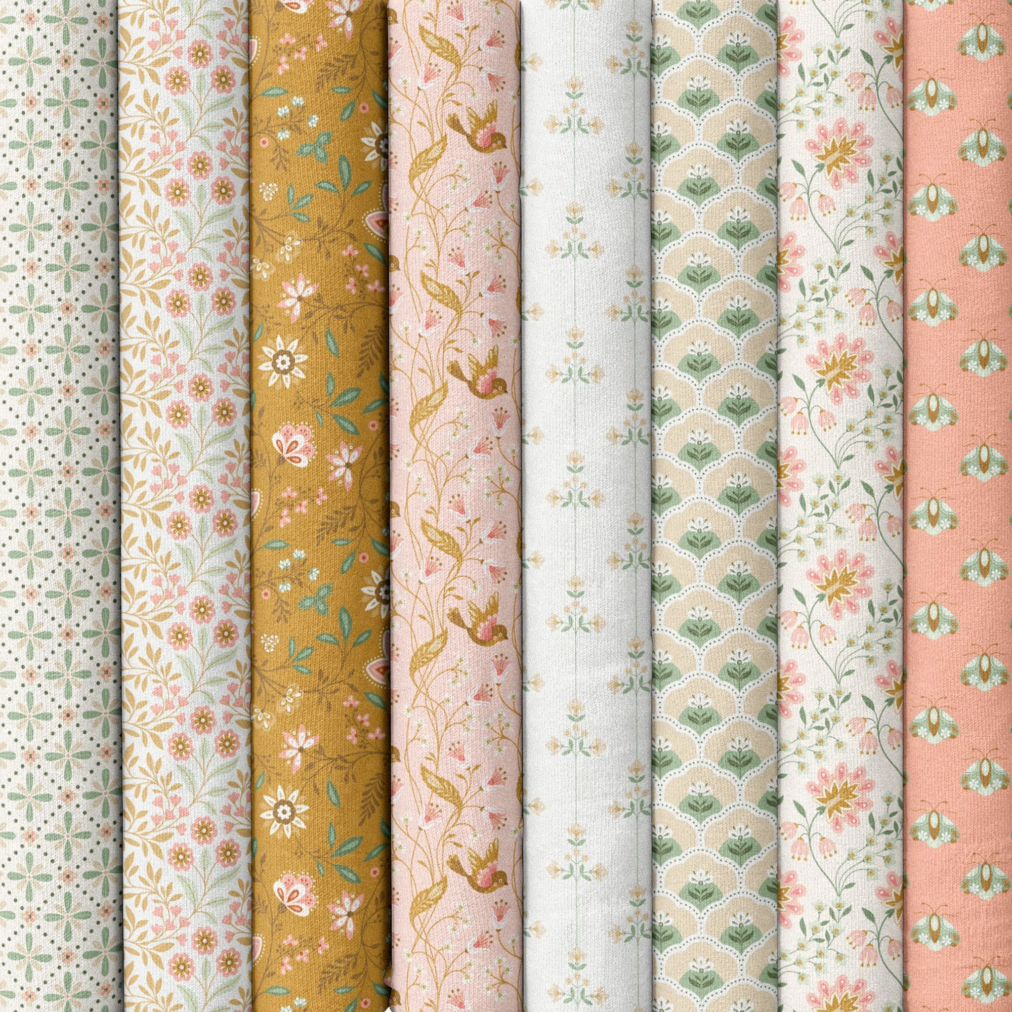 Vivienne - Pink/Gold - Vintage Charm - Dots & Glory - Cloud 9 Fabrics - Poplin - Image 12