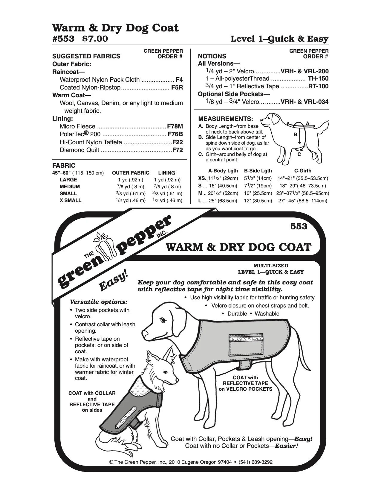 Warm & Dry Dog Coat Pattern - 553 - The Green Pepper Patterns - Image 3
