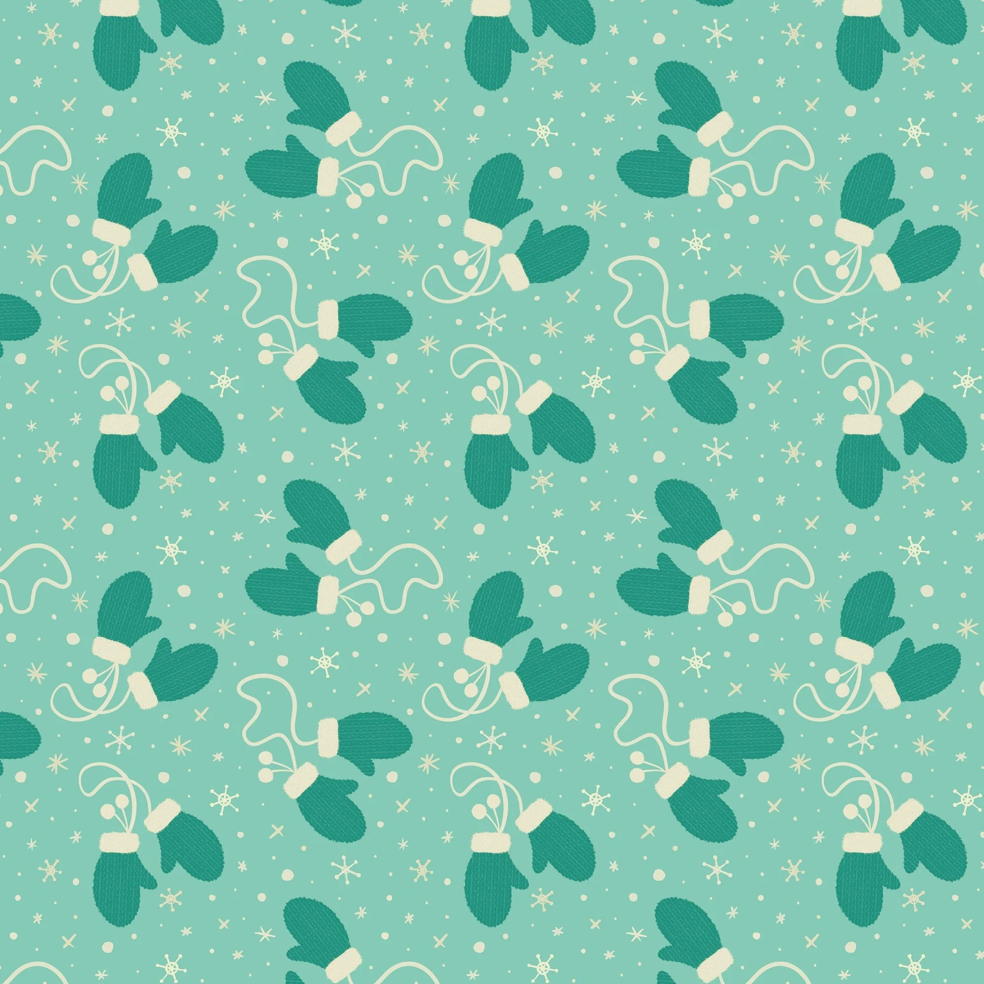 Warm Fuzzy Mittens - Bright Holiday - Charla Pettingill - Cloud 9 Fabrics - Poplin - Image 3