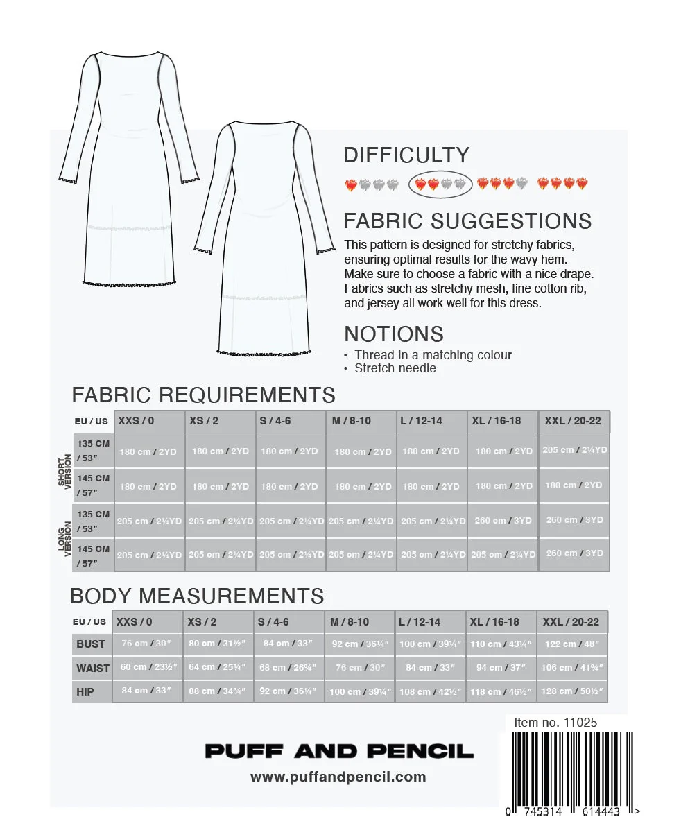 Wavy Hem Dress + Slim Sleeves - Paper Sewing Pattern - Puff And Pencil - Image 6