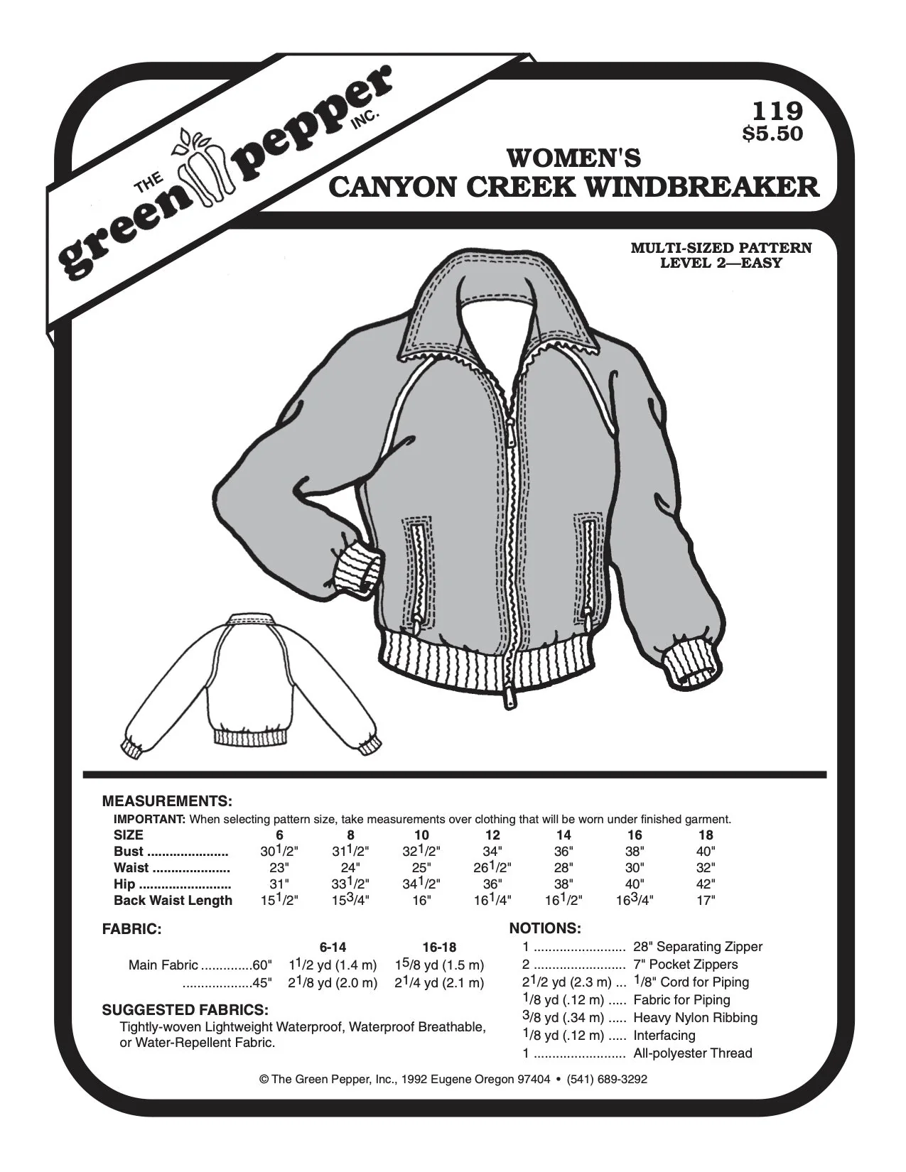 Women’s Canyon Creek Jacket Pattern - 119 - The Green Pepper Patterns - Image 2