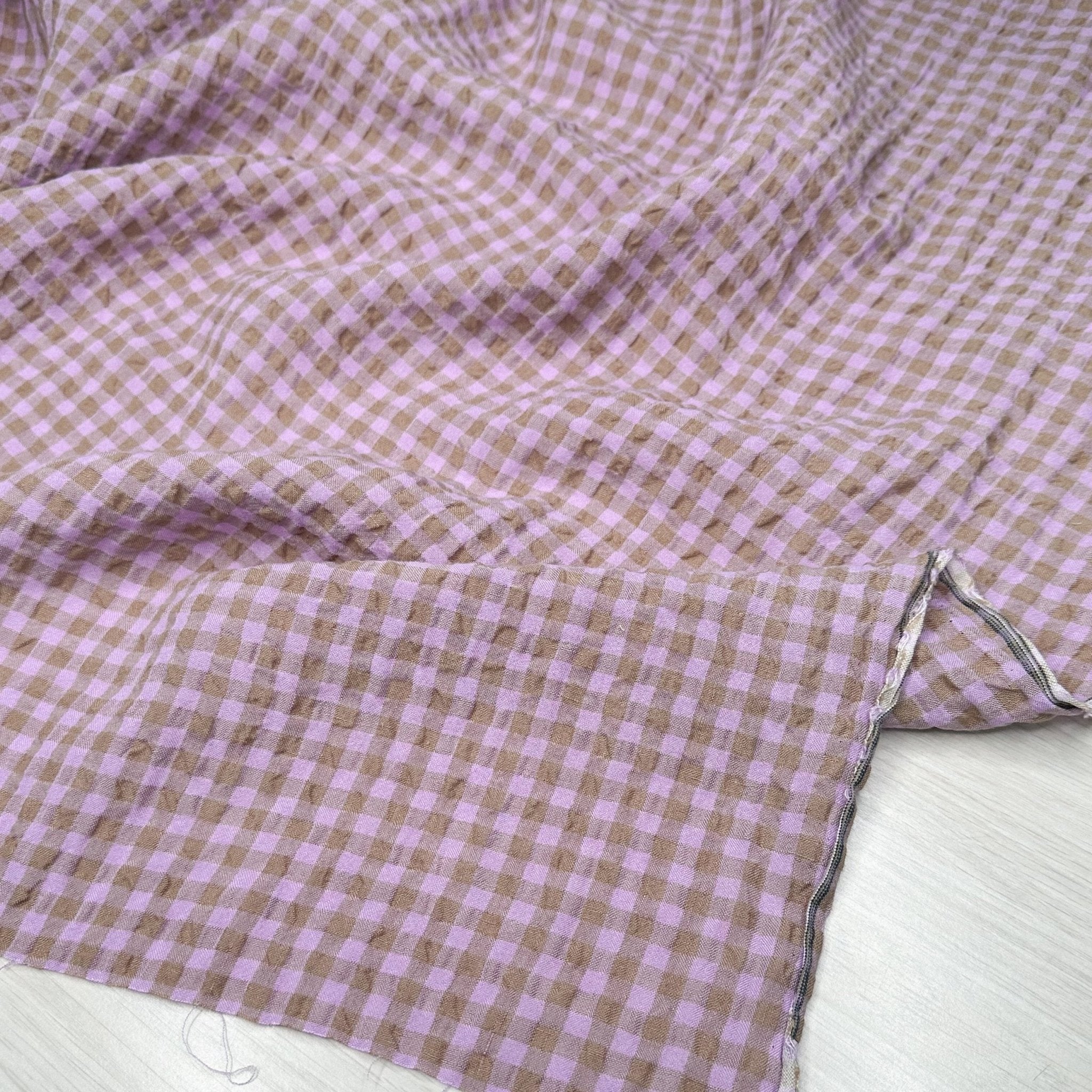 Yarn Dyed Linen Blend Jacquard - Natural/Lilac