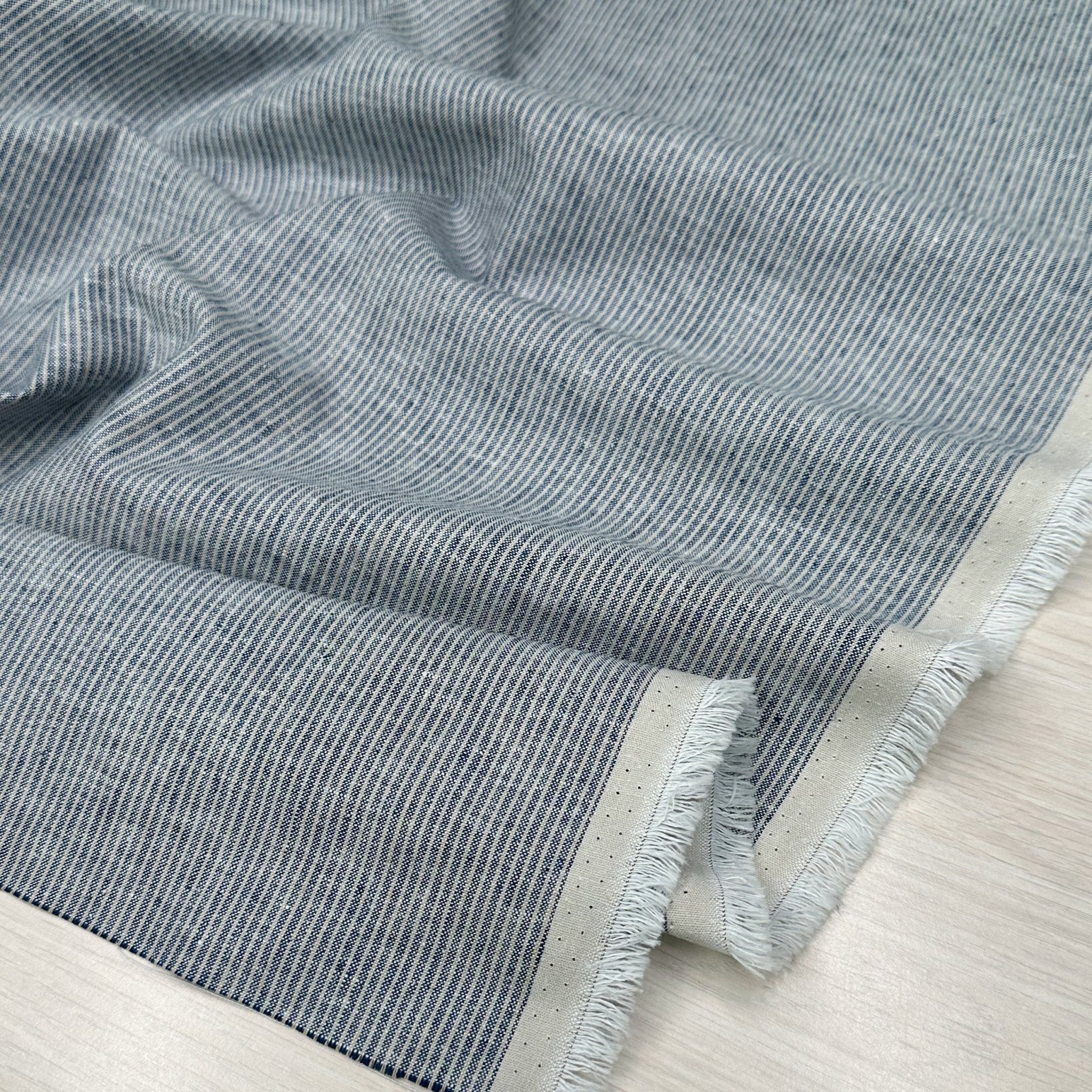 Yarn Dyed Linen Cotton Stripe - Navy